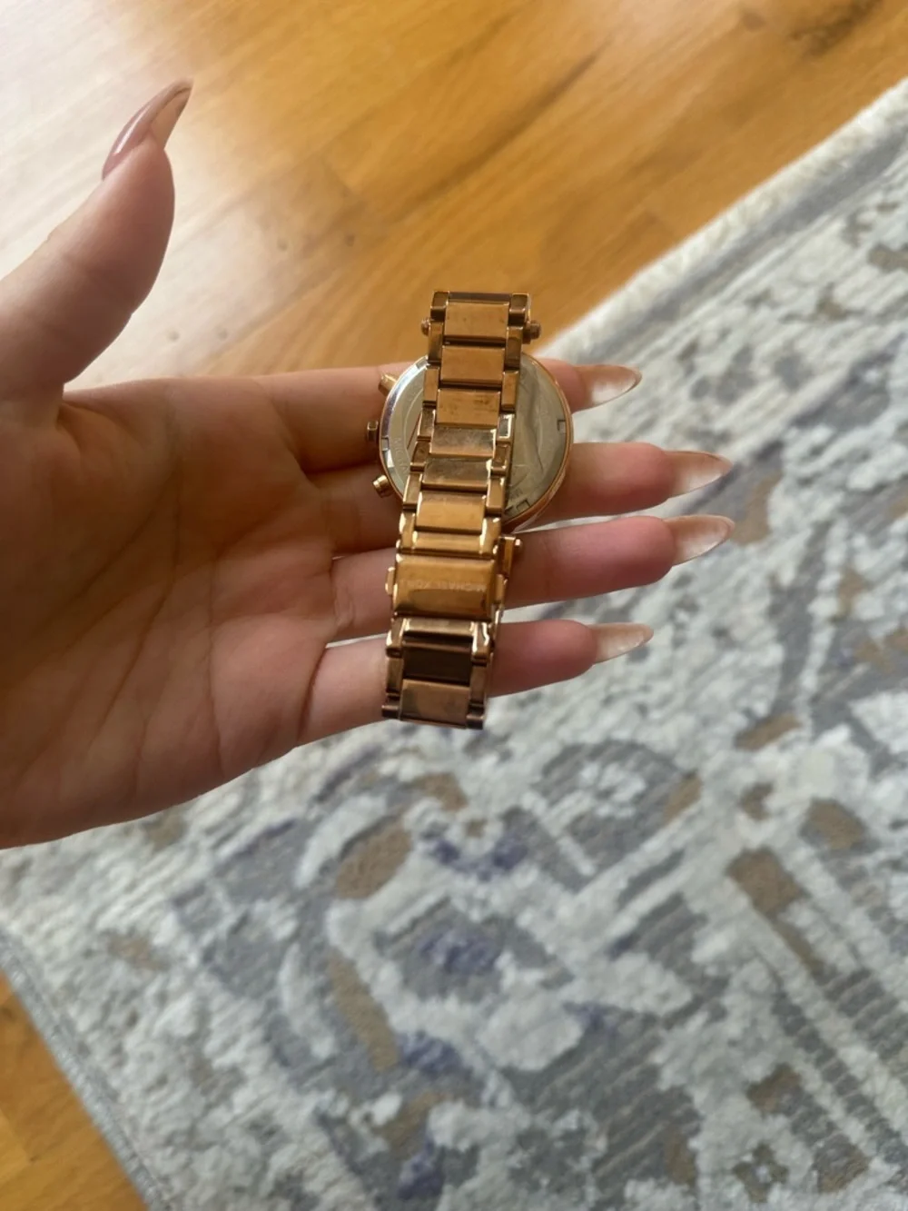 Michael Kors Rose Gold Tone Crystal-Trim Bracelet Watch